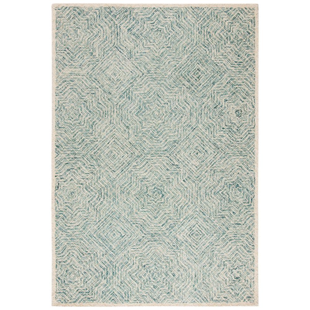 Capri Blue and Ivory Hand-Tufted Wool Area Rug 3' x 5'