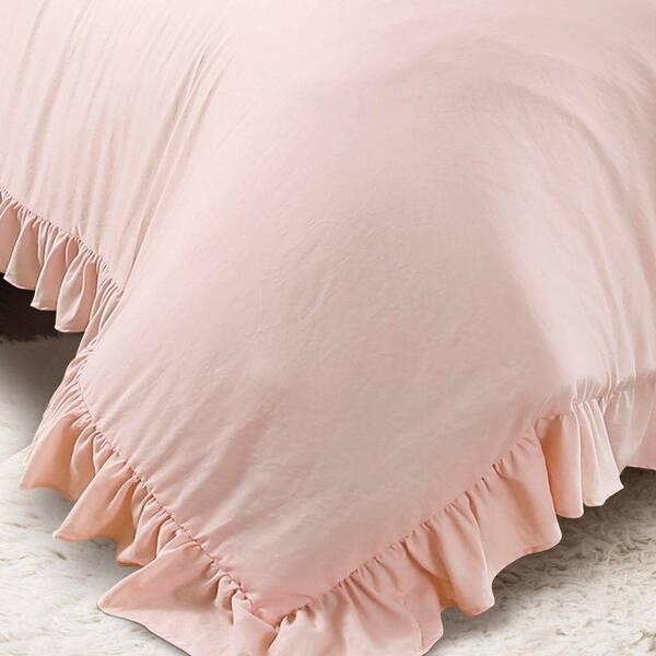 HOMEBOUTIQUE Reyna 3 Pieces Blush Ruffle Microfiber Full/Queen