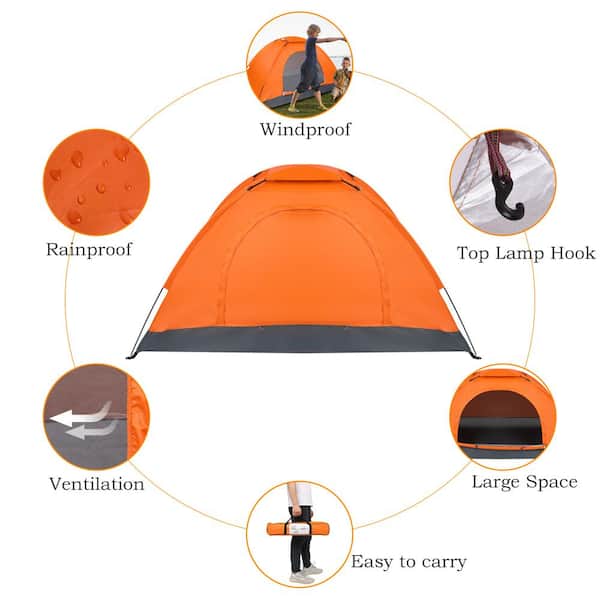 Karl home Pop-up 1-Person Camping Tent in Orange