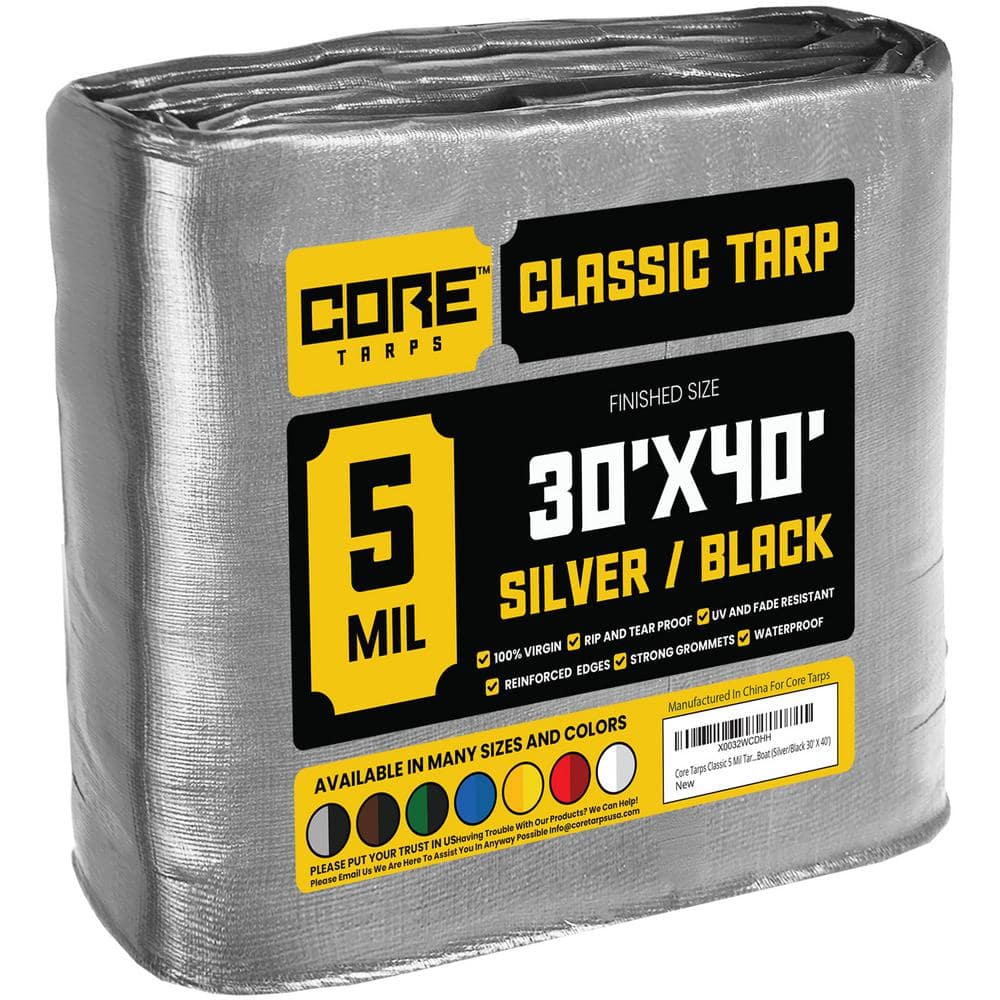 30 ft. x 40 ft. Silver/Black 5 Mil Heavy Duty Polyethylene Tarp, Waterproof, UV Resistant, Rip and Tear Proof price history on PriceWatchPro