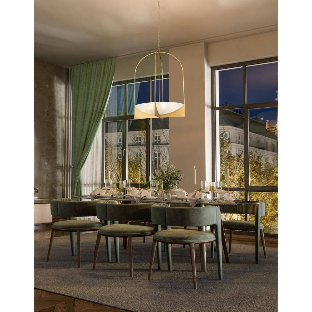Devon Gold Cage 6-Light Chandelier with Glass Bowl