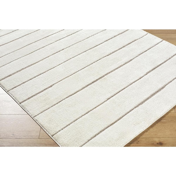 Livabliss x Our PNW Home Cascade Striped Ivory/Taupe 3 ft. x 7 ft. Global Indoor Area Rug
