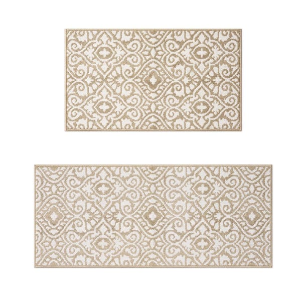 Feya Two-Tone Berber/Ivory 2 ft. x 5 ft Persian Polypropylene 2-Piece Rug Set