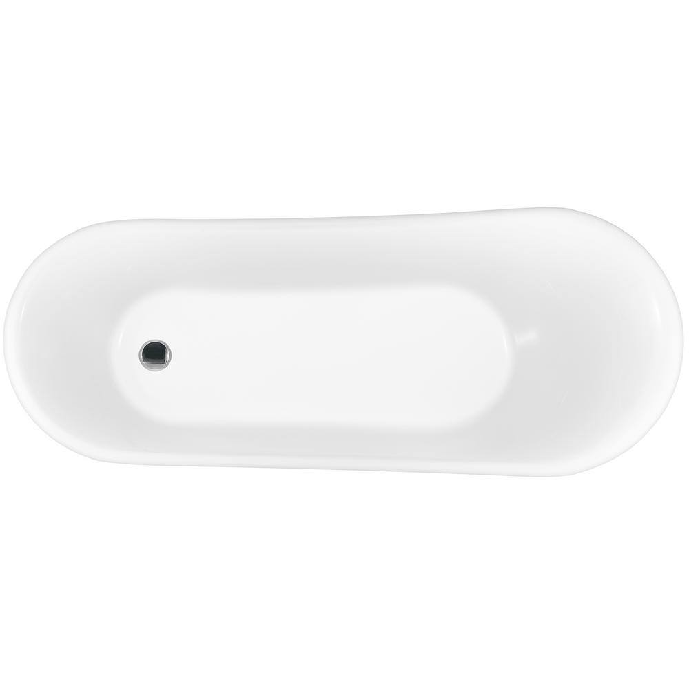 69'' Matte Antique Brass and White Acrylic Clawfoot Bathtub