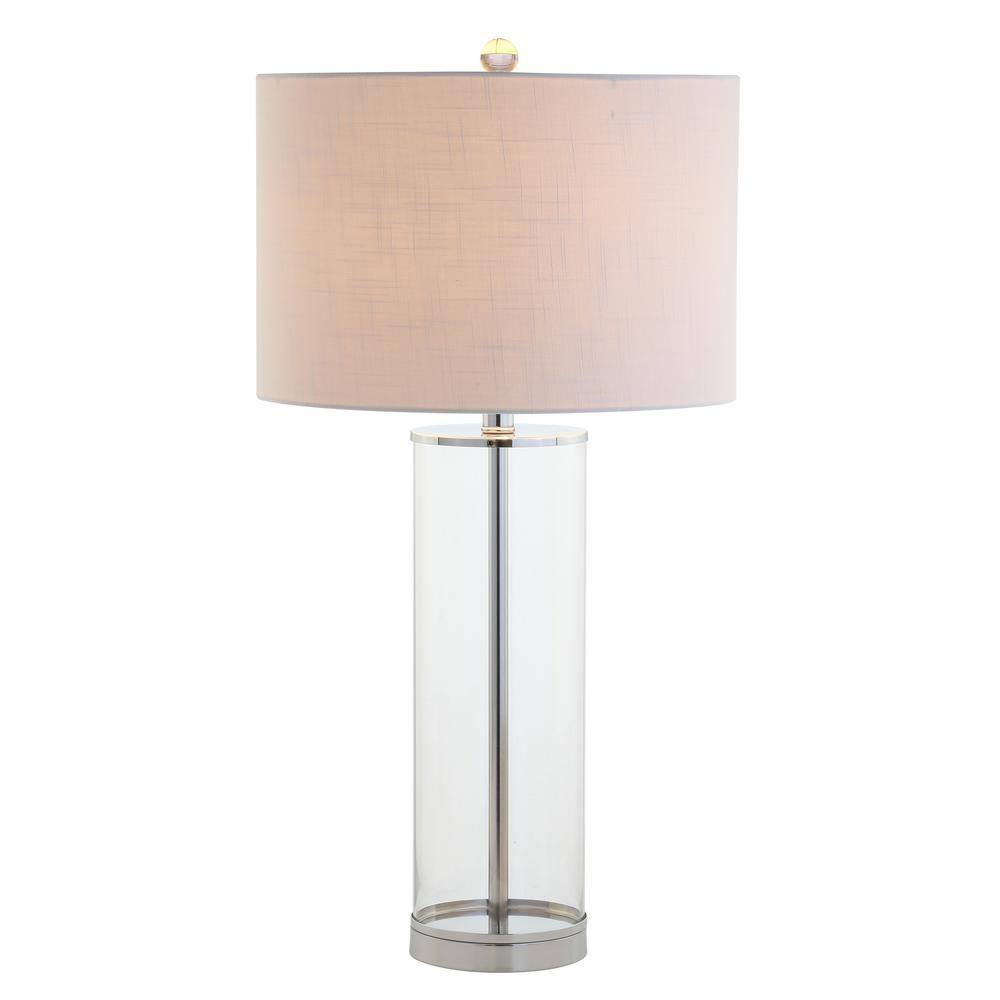 Harper 29" White Linen Shade Glass Table Lamp, Energy Efficient