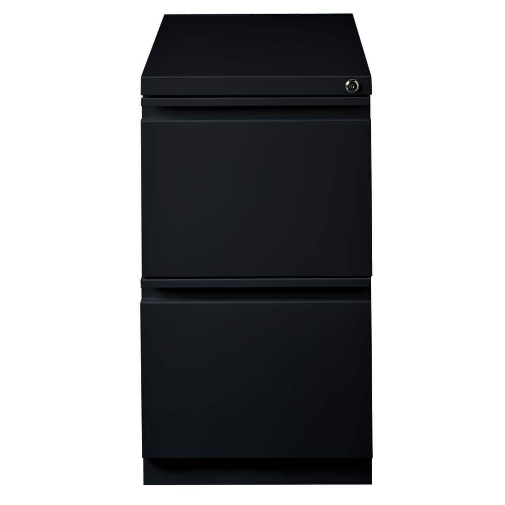 Black Steel 2-Drawer Lockable Mobile Pedestal File Cabinet