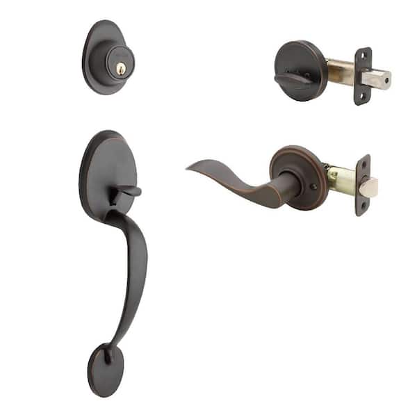 Colonial Tuscan Bronze Door Handleset and Waverlie Handle Trim