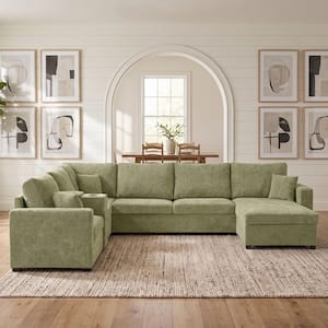 POLKA　ソファ　　BK/BR/IV/RD Polibi 129.1 in. Square Arm Corduroy Sectional Sofa with a Chaise