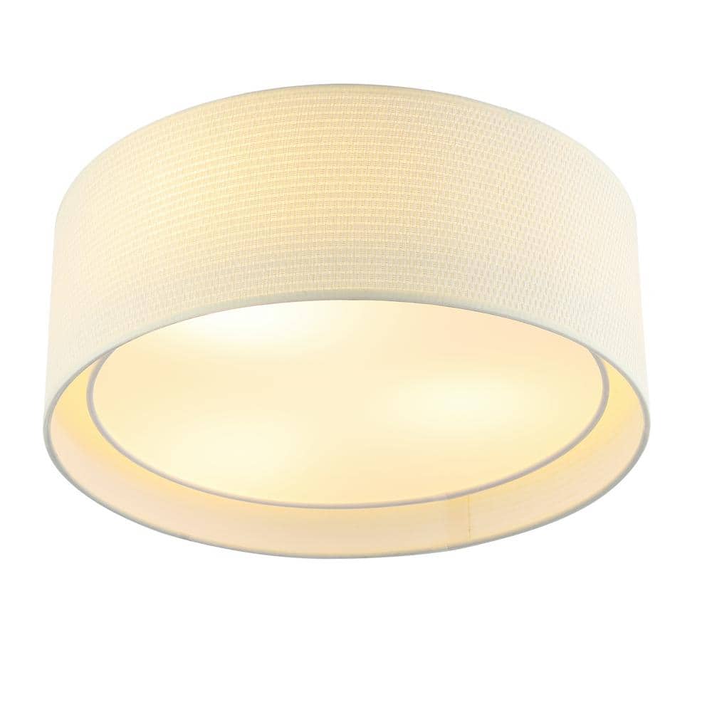15.7 in. 3-Light White Finish Drum Flush Mount, White Shade price history on PriceWatchPro