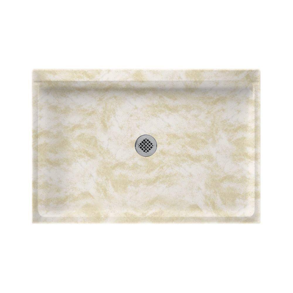 Swan Swanstone 48 in. L x 32 in. W Alcove Shower Pan Base with Center Drain in Cloud White