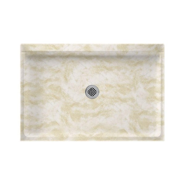 Swan Swanstone 48 in. L x 32 in. W Alcove Shower Pan Base with Center Drain in Cloud White
