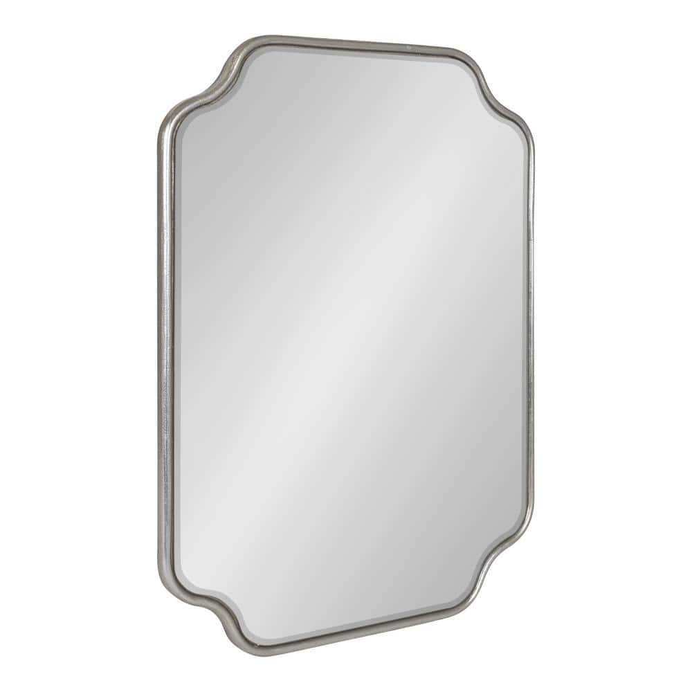 Scalloped Edge Silver Full-Length Wooden Vanity Mirror