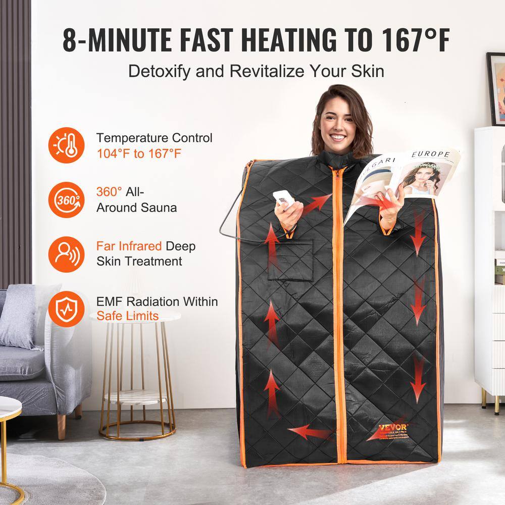 Black Satin Portable Infrared Sauna Tent with Metal Frame