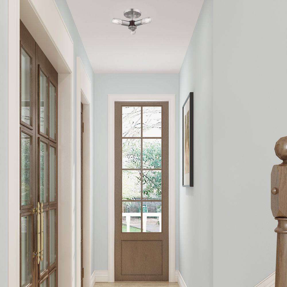 Copenhagen Brushed Nickel 3-Light Flush Mount Ceiling Fixture