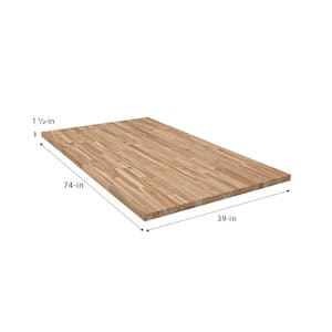 6 ft. L x 39 in. D Unfinished Acacia Solid Wood Butcher Block Island Countertop With Square Edge