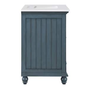 Cottage 49 in. W x 22 in. D x 34.78 in. H Single Basin Freestanding Bath Vanity in Harbor Blue with White Quartz Top