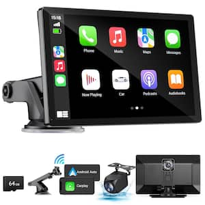 Wireless Apple Carplay & Android Auto in Black Sinlge Pack 4K Dash Cam 9" Portable with 1080p Backup Camera