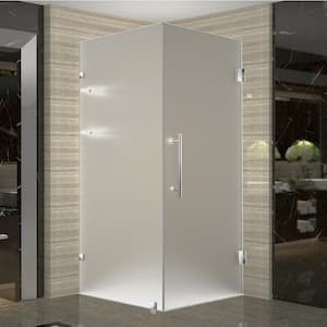 Aquadica GS 32 in. x 32 in. x 72 in. Frameless Square Shower with Frosted Glass and Shelves in Stainless Steel