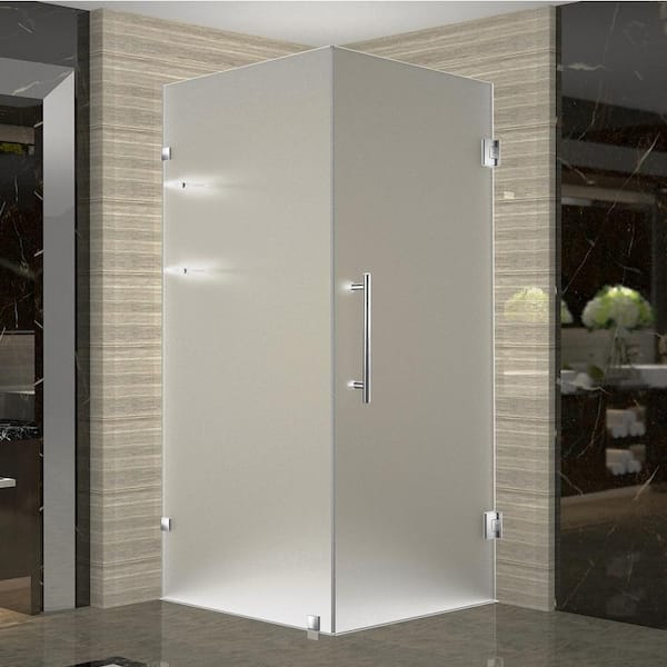 Aston Aquadica GS 36 in. x 36 in. x 72 in. Frameless Hinged Square Shower Enclosure with Glass and Shelves in Stainless Steel