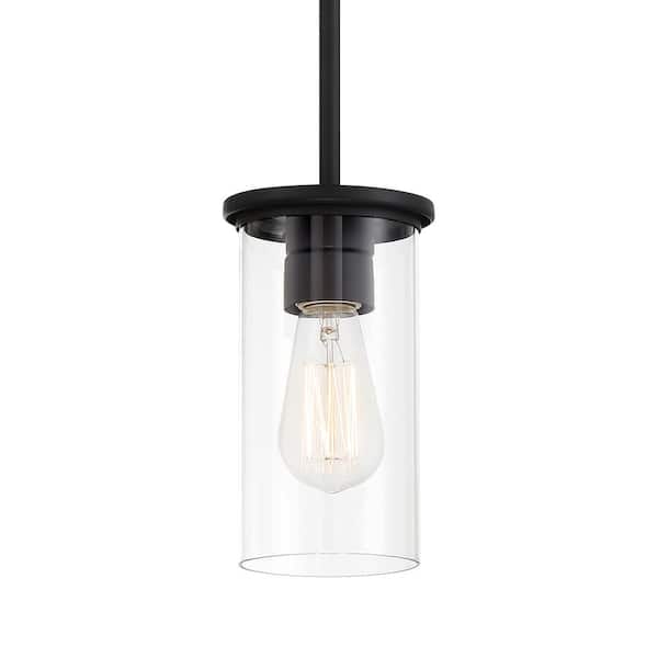 Minka Lavery Haisley 1-Light Black Mini Pendant to Semi-Flush with Clear Glass Shade
