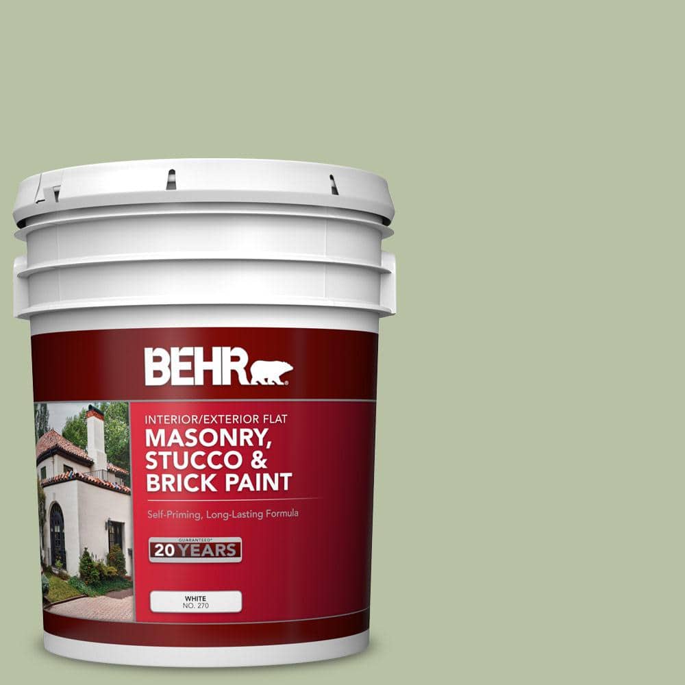 5 gal. #MS-57 Soft Green Flat Interior/Exterior Masonry, Stucco and Brick P