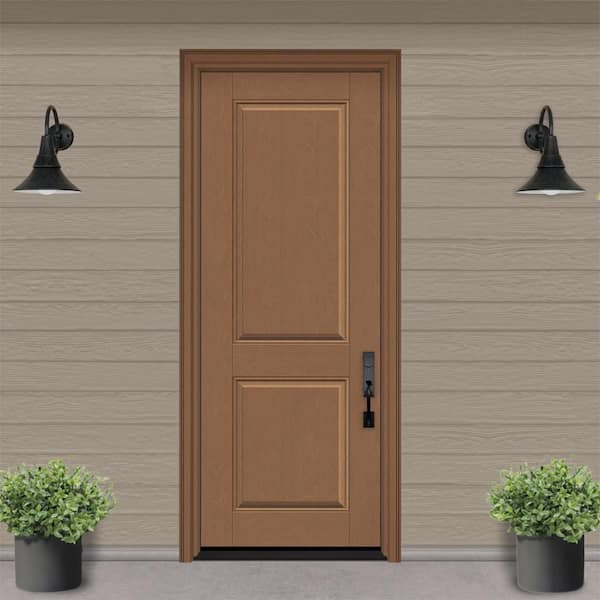 Regency 36 in. x 96 in. 2P Squaretop LHIS Autumn Wheat Stain Fiberglass Prehung Front Door with 4-9/16 Jamb