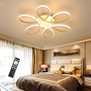 23.2 in. LED 50-Watt Modern Semi-Flush Mount Light Aluminum for Bedroom Living Room