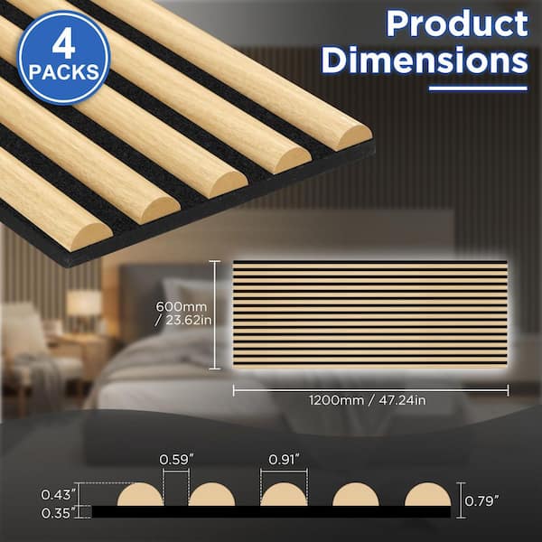 Mlfortlife Oak 0.83 in. x 1.97 ft. x 3.94 ft. Half Round Slat