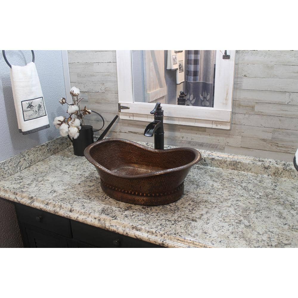 20" Oil Rubbed Bronze Hammered Copper Vessel Sink