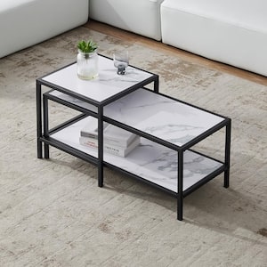 J&E Home 47.2in. Brown Rectangle Wood Tod Coffee Table with Shelves GD ...