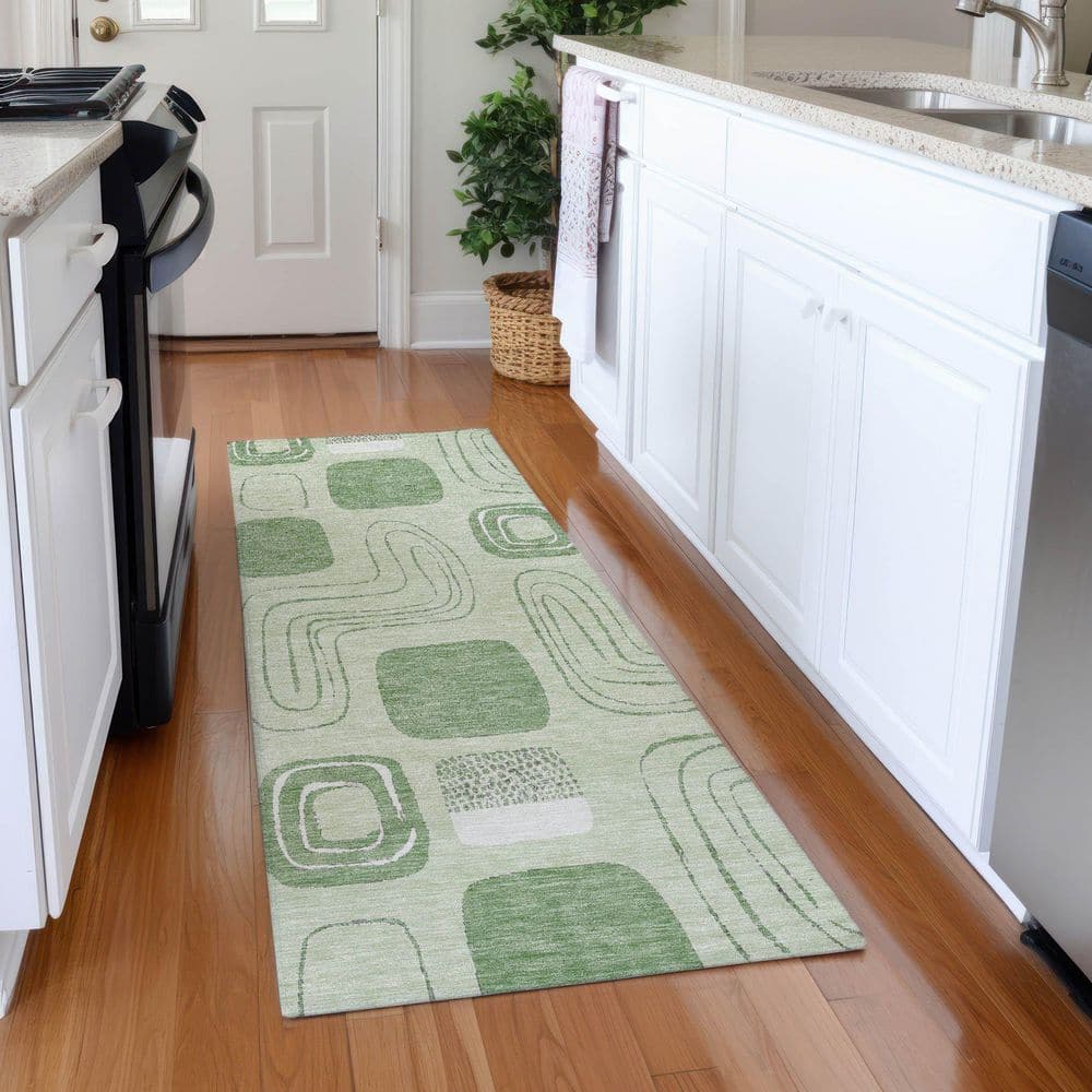 Mayfield Premium Machine Washable Abstract AMF1670 Mint 2 ft. 3 in. x 7 ft. 6 in. Runner Rug price history on PriceWatchPro