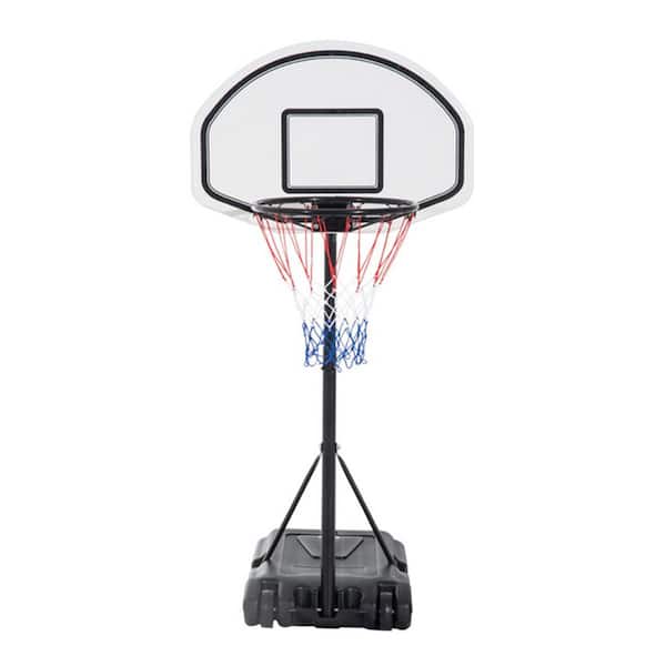 TIRAMISUBEST Portable Poolside Basketball Hoop/Goal in White and Black with 2.9 ft. to 3.9 ft. H Adjustment
