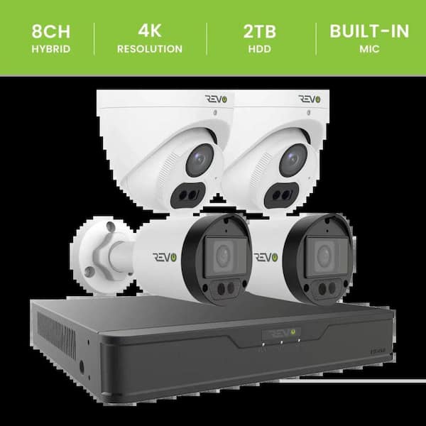 Revo Hybrid Series 4K 8CH Wired DVR Smart Security System with 2TB