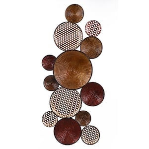 Nobu Multiple Size Circle Unframed Abstract Copper and Bronze Art Print 17.32 in. x 40.16 in. . .