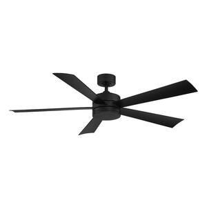 Wynd 60 in. Integrated LED Indoor/Outdoor Matte Black 5-Blade Smart Ceiling Fan with Light Kit and Remote