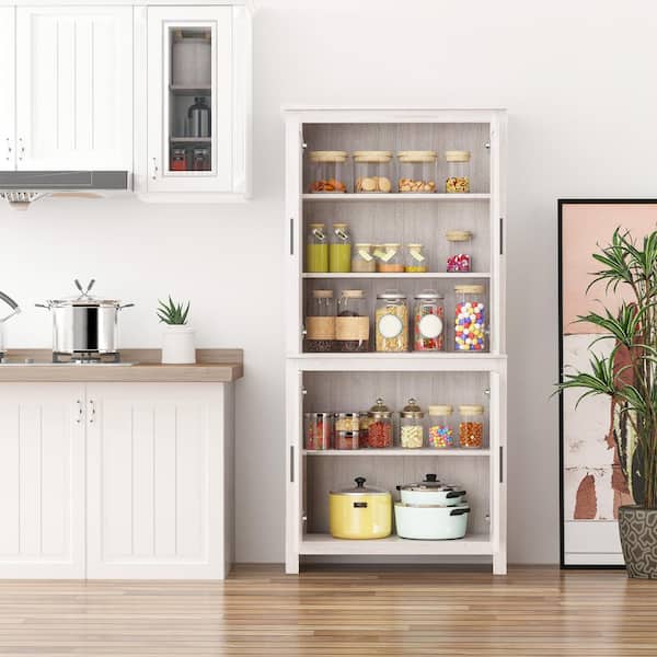 Homcom White 64 In Kitchen Pantry, Wooden Storage Cabinets For Kitchen