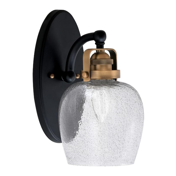 Unbranded Decatur 1-Light Matte Black and Brass Wall Sconce