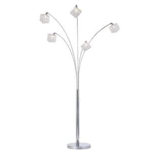 Princess Quan 83 in. Chrome LED Crystal Arch Floor Lamp With Dimmer