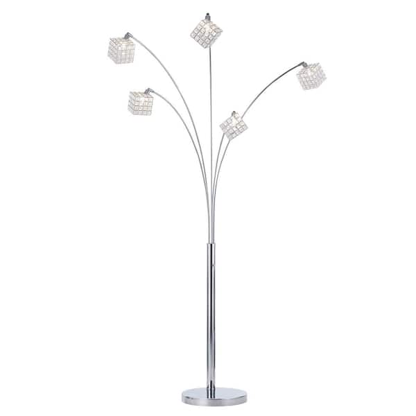 ARTIVA Princess Quan 83 in. Chrome LED Crystal Arch Floor Lamp With Dimmer