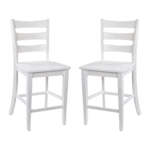 41.5 in. White Wash Full Wood Bar Stool with Wood Seat