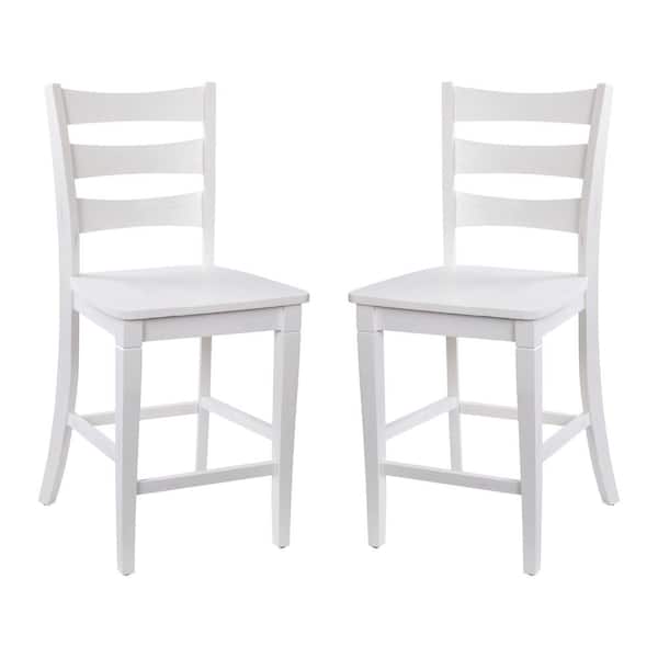 Carnegy Avenue 41.5 in. White Wash Full Wood Bar Stool with Wood Seat