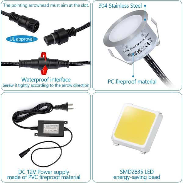 500 Lumen Low Voltage White Integrated LED Hardwired Stair Light