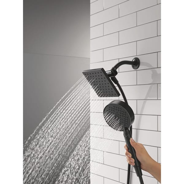 Modern 5-Spray Wall Mount Dual Fixed and Handheld Shower Head in Matte Black
