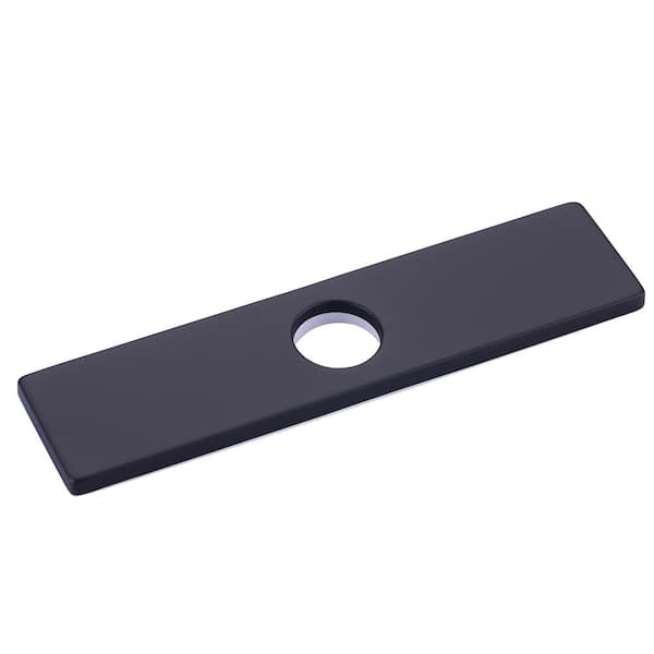 IVIGA 10 in. x 2.44 in. x 0.33 in. Stainless Steel Kitchen Sink Faucet Hole Cover Deck Plate Escutcheon in Matte Black