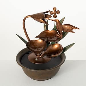 10.5 in. Copper Hummingbird Fountain