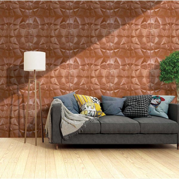 Falkirk Jura II 1/3 in. 28 in. x 28 in. Peel and Stick Copper Bronze Diamond PE Foam Decorative Wall Paneling