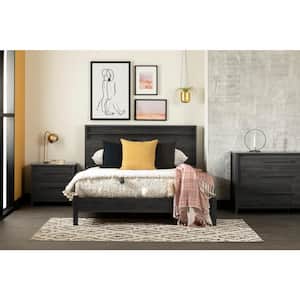 Tao Gray Particle Board Frame Queen Panel Bed with Headboard
