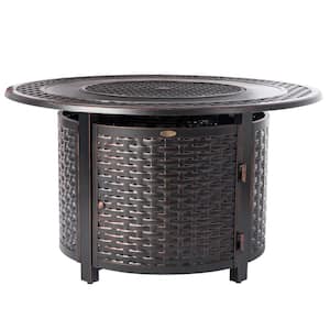 Bellante 44 in. x 24 in. Woven Aluminum LPG Fire Pit in Antique Bronze Bellante