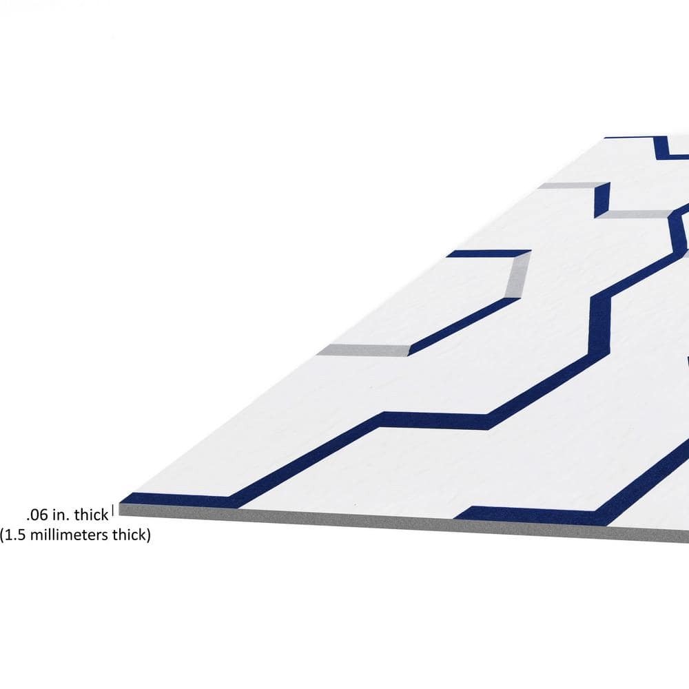 Navy and White Geometric Self-Adhesive Vinyl Floor Tiles