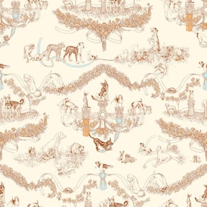 Rachel Antonoff NuWallpaper Orange Worst in Show Matte Vinyl Peel and Stick Wallpaper Sample